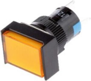 Picture of Switch 16mm 230v Yellow Square Illum Latch P/Butto