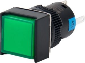 Picture of Switch 16mm 230v Green Square Illum Latch P/Button