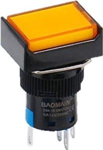 Picture of Switch 16mm 230v Yellow Rect Illum Latch P/Button