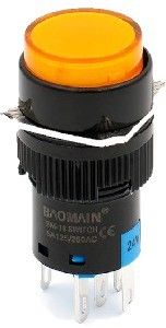 Picture of Switch 16mm 230v Yellow Round Illum Latch P/Button