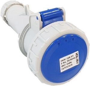Picture of Socket Industrial 16a 3 Pin Ip67 230v