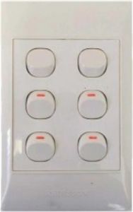 Picture of PVC Switch 6 Lever White 4 x 2