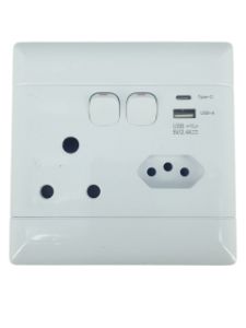 Picture of Socket NEU Single + Euro + 2 x USB 4 x 4 White